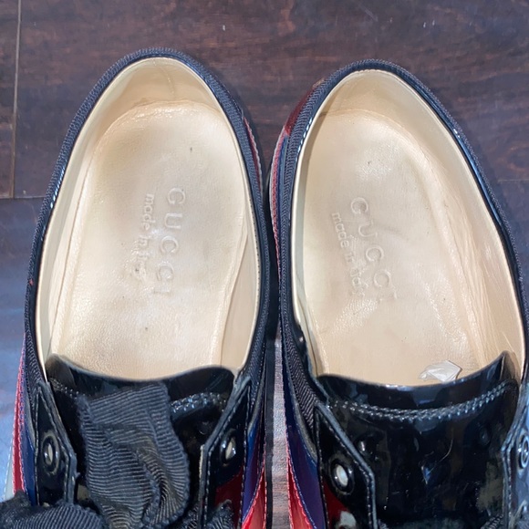 GUCCI
Patent Calfskin Web Falacer Sneakers Gucci Men size 6 Black - Picture 5 of 13